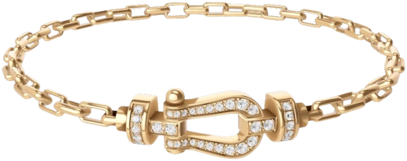 FRED Force 10 bracelet in yellow gold with diamonds on a gold chain