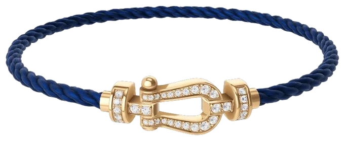 FRED Force 10 bracelet in yellow gold with diamonds on a navy cord