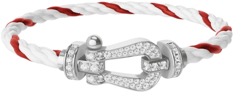 FRED Force 10 bracelet in white gold with diamonds on a red and white cord