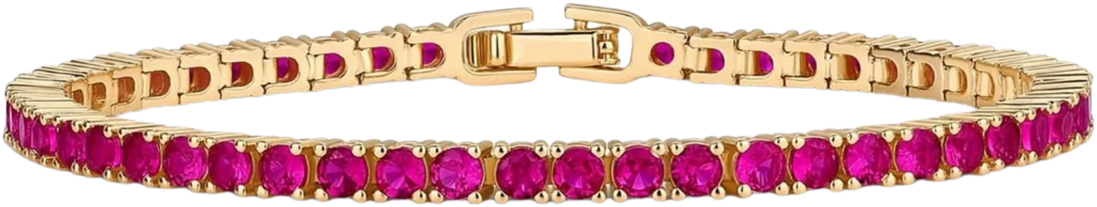 Ruby tennis bracelet in yellow gold