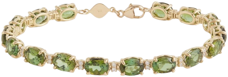 Green tourmaline and diamond bracelet