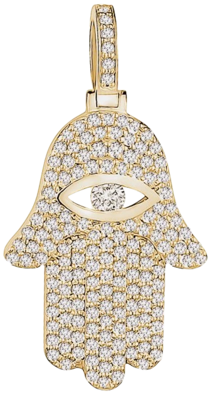 Hamsa pendant with pavé diamonds and eye