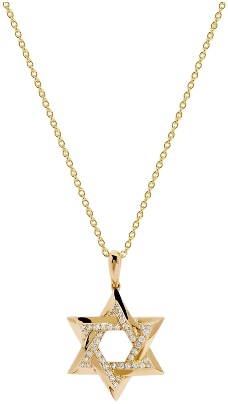 Star of David pendant in yellow gold with diamonds