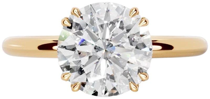 Round brilliant diamond solitaire ring in yellow gold