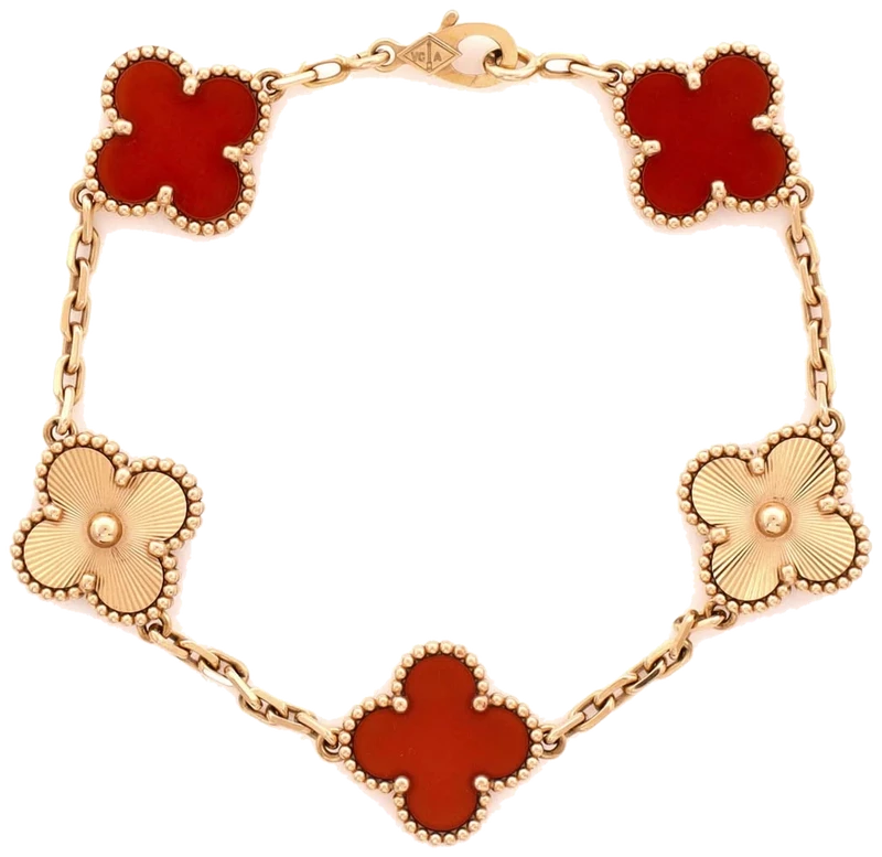 Van Cleef & Arpels Alhambra bracelet in carnelian and yellow gold