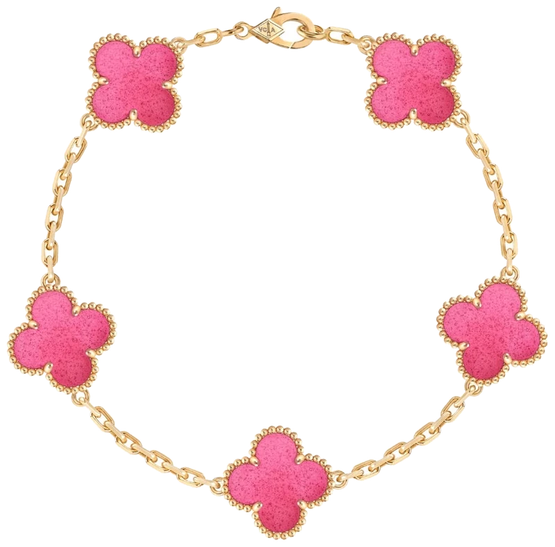 Van Cleef & Arpels Alhambra bracelet in pink stone and yellow gold