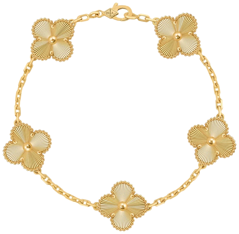 Van Cleef & Arpels Alhambra bracelet in yellow gold, five motifs